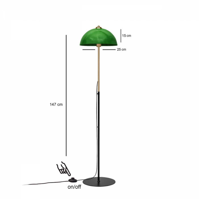 Opviq Lámpara de Pie de Metal Verde Opviq Lámpara de Pie de Metal Verde